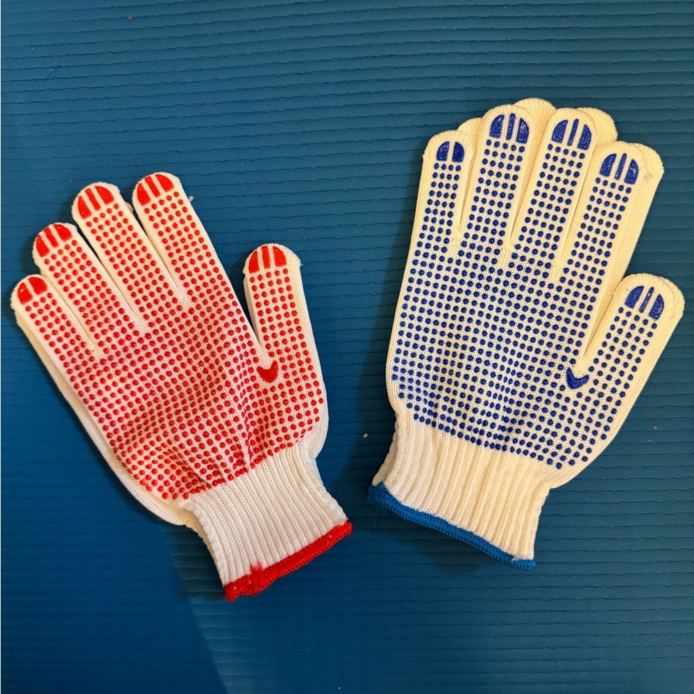 Red and Blue Dotted Grip Gloves
